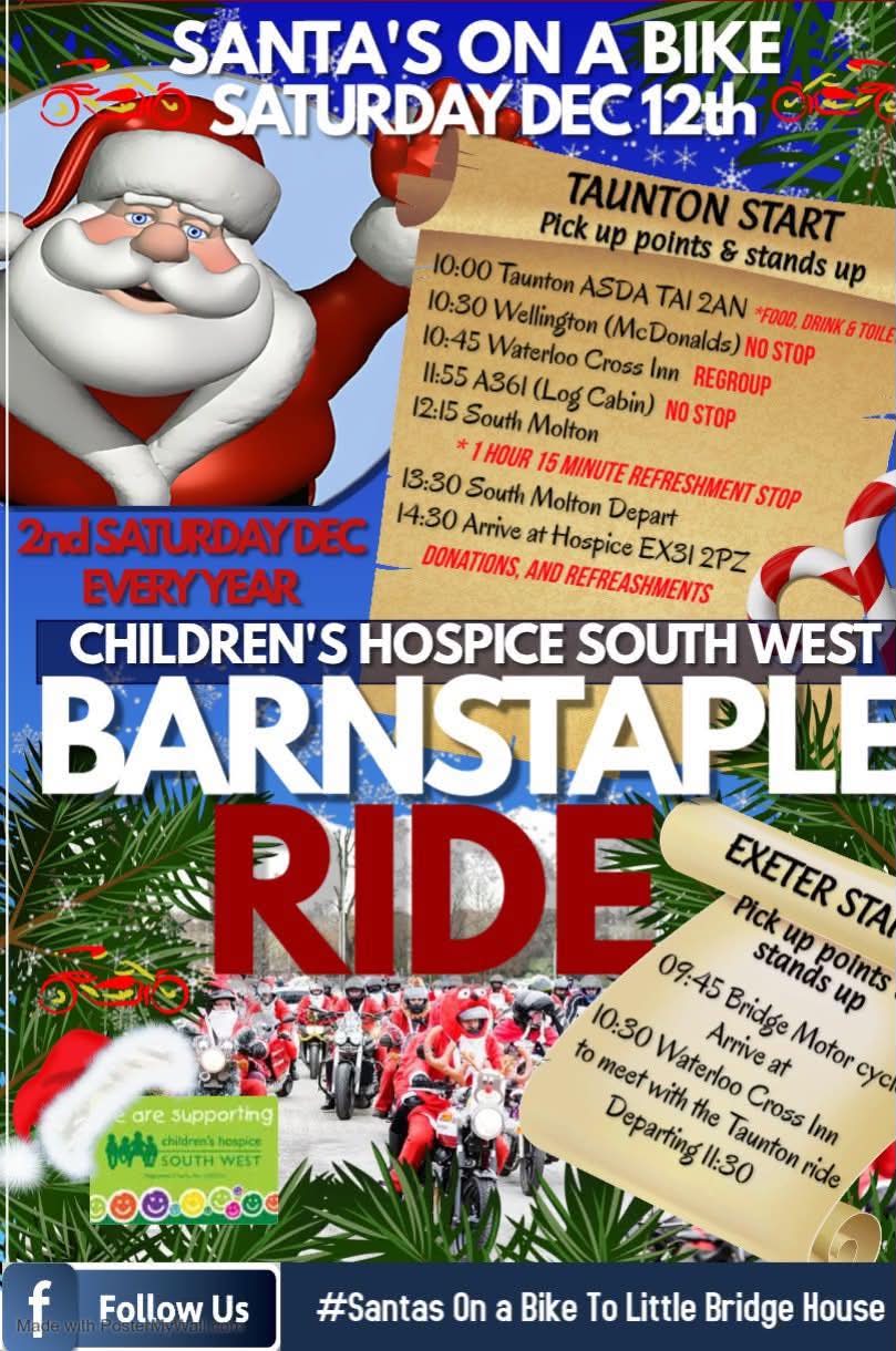 Santa's on a Bike Barnstaple ride 2026 poster